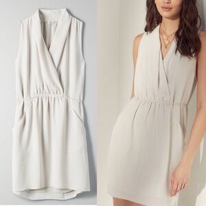 Aritzia Wilfred Sabine Dress Wrap White Mini Dress Sleeveless Waist Tie Size XS
